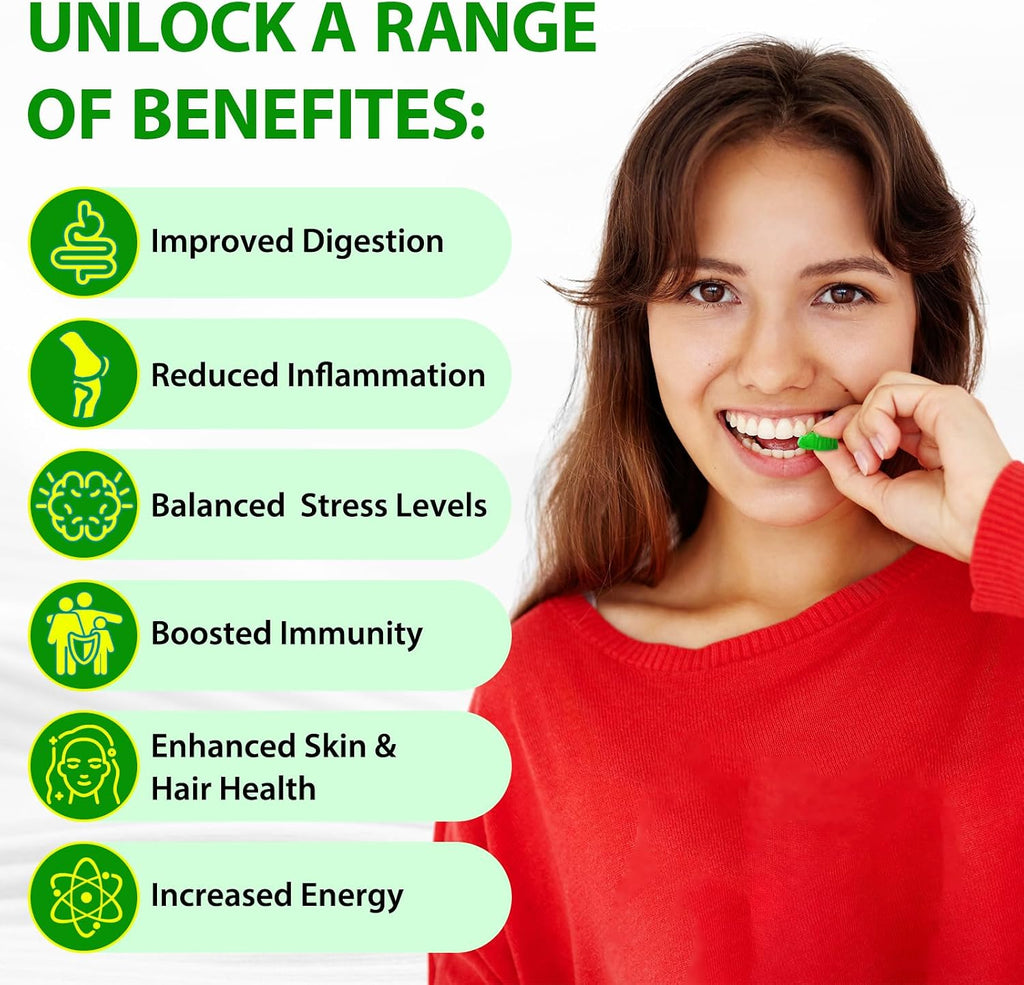 LTQXGT Gominolas de Sea Moss, Bladderwrack, Ashwagandha y Burdock Root - 60 Gominolas Veganas