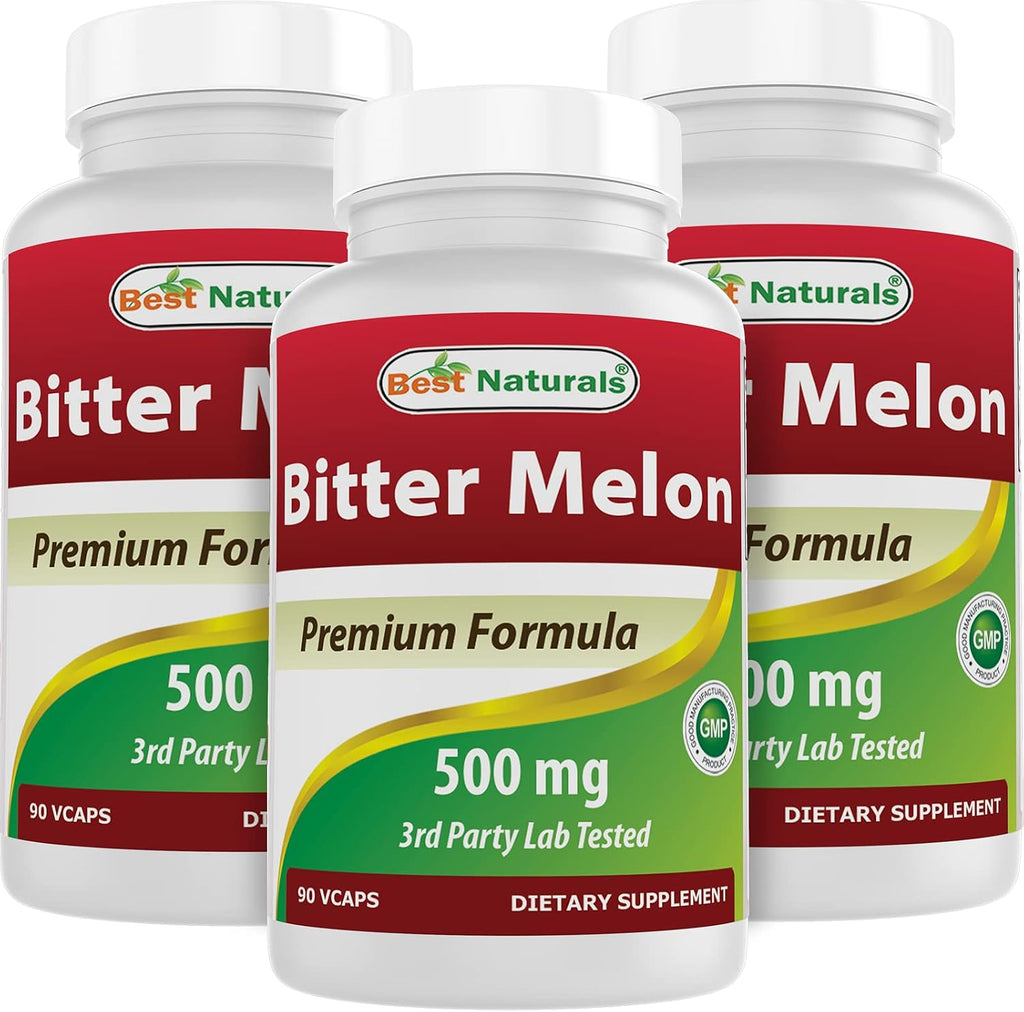 Best Naturals Bitter Melon 500 mg - 270 Cápsulas Veganas (Pack de 3 x 90)