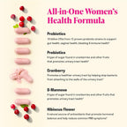 Nuven Naturals 3-en-1 Probiótico para Mujeres - 60 Dosis - 12 Cepas, Prebióticos, D-Manosa y Arándano