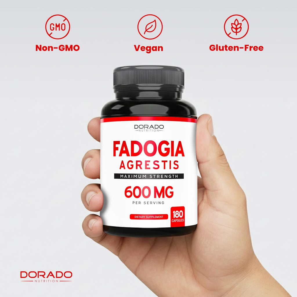 Fadogia Agrestis 600mg Extracto - 180 Cápsulas - Máxima Potencia - Vegano, Sin Gluten