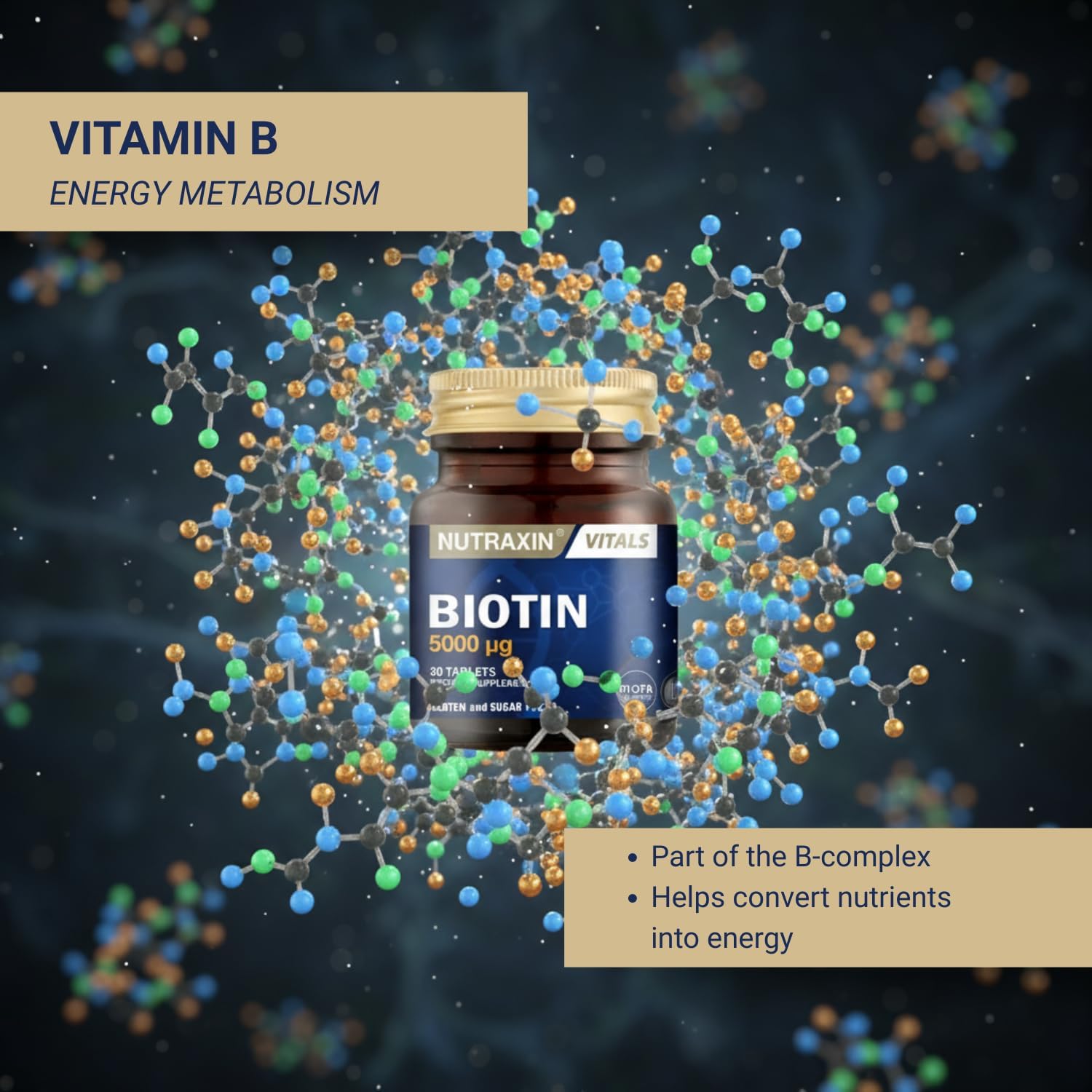 Nutraxin Vitals Biotin 5000 mcg - 30 Comprimidos