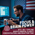 Nextdia Brain & Mood Support Gummies, Complejo B Super para Hombres y Mujeres, Todas las Vitaminas B1 B2 B3 B5 B6 B7 Folato MetilB12 con PABA, Inositol, Colina, Apoya el Gen MTHFR y la Energía, Vegano, 120 unidades