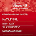 Members Mark Vitamina B12 5000 mcg – 300 Comprimidos Sublinguales de Disolución Rápida con Metilcobalamina (Sabor Cereza)