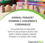 NaturesPlus Animal Parade Vitamina C Masticable para Niños - Sabor Natural a Naranja - 90 Comprimidos con Forma de Animal, Pack de 4 - Vegano, Vegetariano, Sin Gluten - 180 Dosis