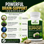 Green Valley Naturals Maximum Memory Support - Suplemento Cognitivo con Lion's Mane, Mulberry, Phosphatidylserine y Vitaminas B Metiladas - 30 Cápsulas