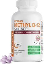 Bronson Methyl B12 5000 mcg - Vitamina B12 Metilcobalamina, 180 comprimidos bucodispersables