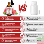 Complejo B Líquido, Gotas Veganas de Vitamina B12 Metilcobalamina, B1, B6, Ácido Fólico y Niacina - Apoyo Energético, Cerebral y Cardíaco, 40 Dosis