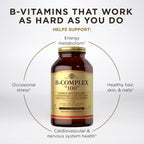 Solgar B-Complex '100' - 250 Cápsulas Vegetales - Complejo B para Energía y Sistema Nervioso