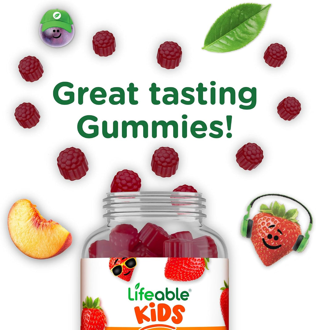 Lifeable Kids Vitamin D3 K2 Gummies - 500 UI D3 + 100 mcg K2 - 60 Gominolas