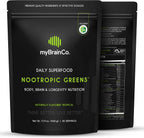 myBrainCo. Nootropic Greens - Mezcla completa de superalimentos orgánicos y nootrópicos (225 g)