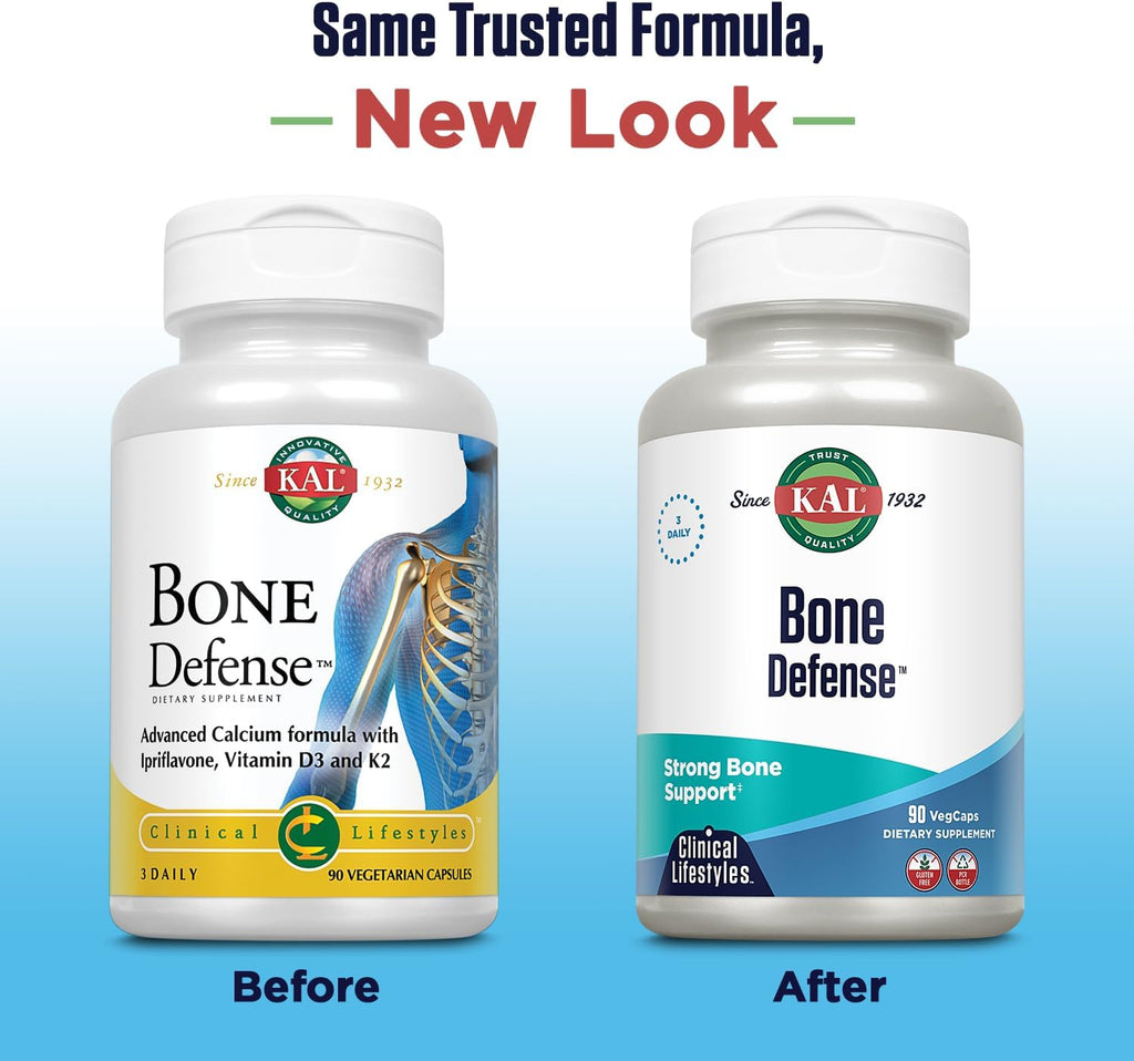 KAL Bone Defense - Calcium, Magnesium & Zinc Capsules with Vitamins C, D & K - Bone Health Complex - 90 Veggie Capsules