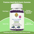 Organic Greek Multivitamin Gummies - 13 Vitaminas y Minerales - Sabor Arándano