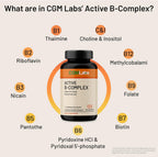 Vitamin B Complex – Complejo B Activo con B1, B2, B3, B6, B12, Folato, Biotina, Ácido Pantoténico e Inositol – 60 Cápsulas