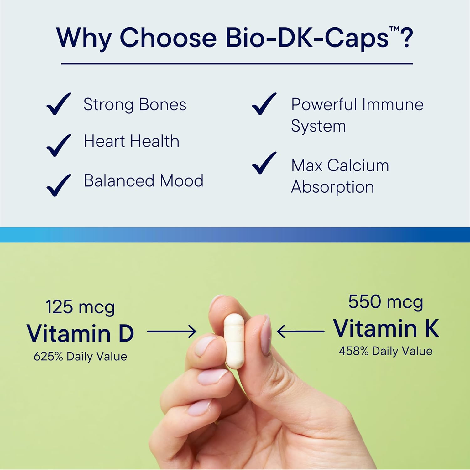 BIOTICS RESEARCH Bio-DK Caps – Vitamina D3 y K2 Emulsificada (60 Cápsulas)