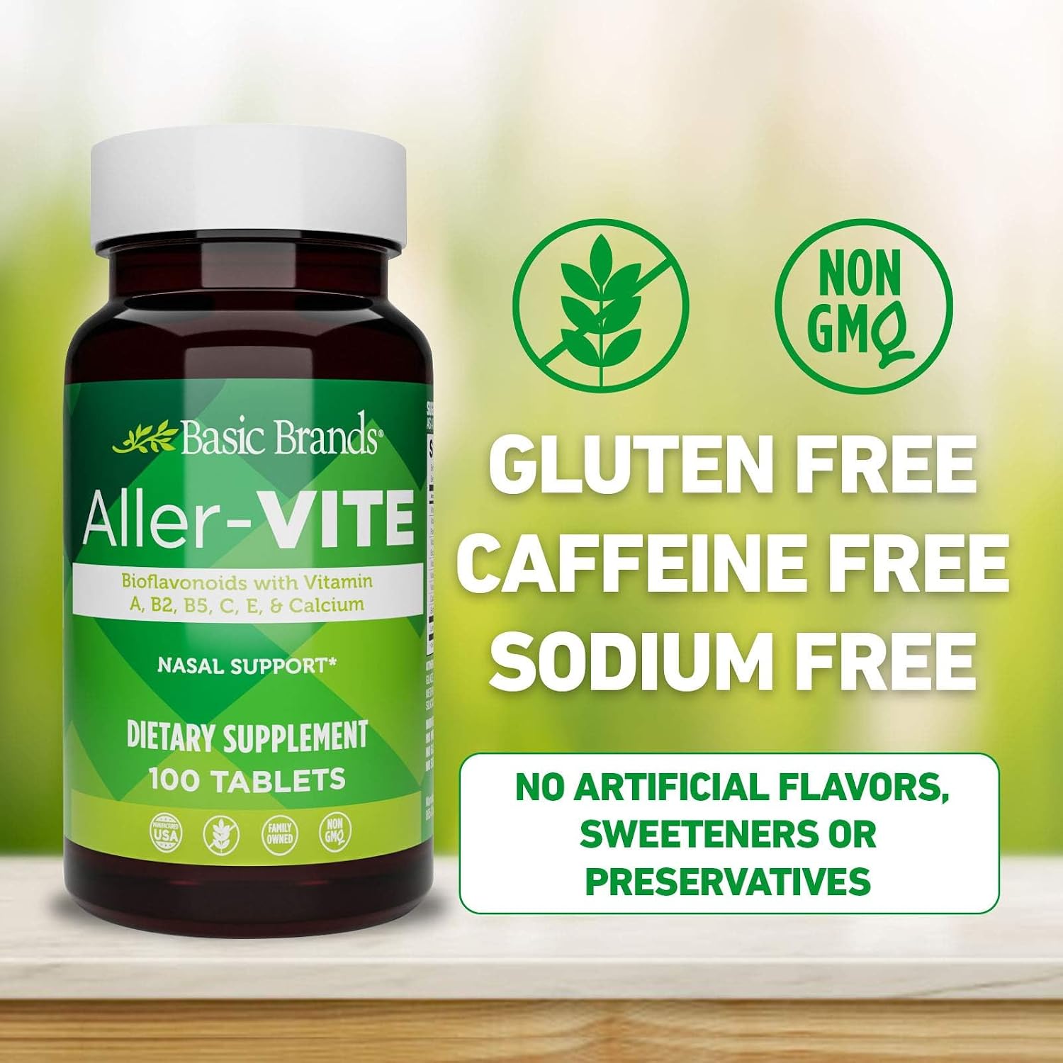 Aller Vite Nasal Support de Basic Brands – 100 Comprimidos con Bioflavonoides y Vitaminas
