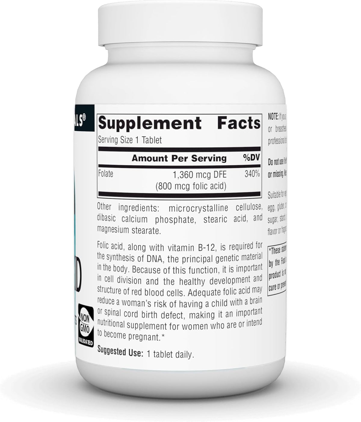 Source Naturals Ácido Fólico 800 mcg - 500 – El ácido fólico contribuye al metabolismo normal de la homocisteína. – Image 3