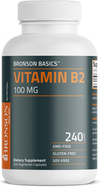 Bronson Vitamin B2 100mg Non-GMO, 240 Vegetarian Capsules