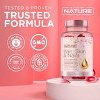 Built by Nature Vitaminas para Cabello, Piel y Uñas, 120 Cápsulas Blandas