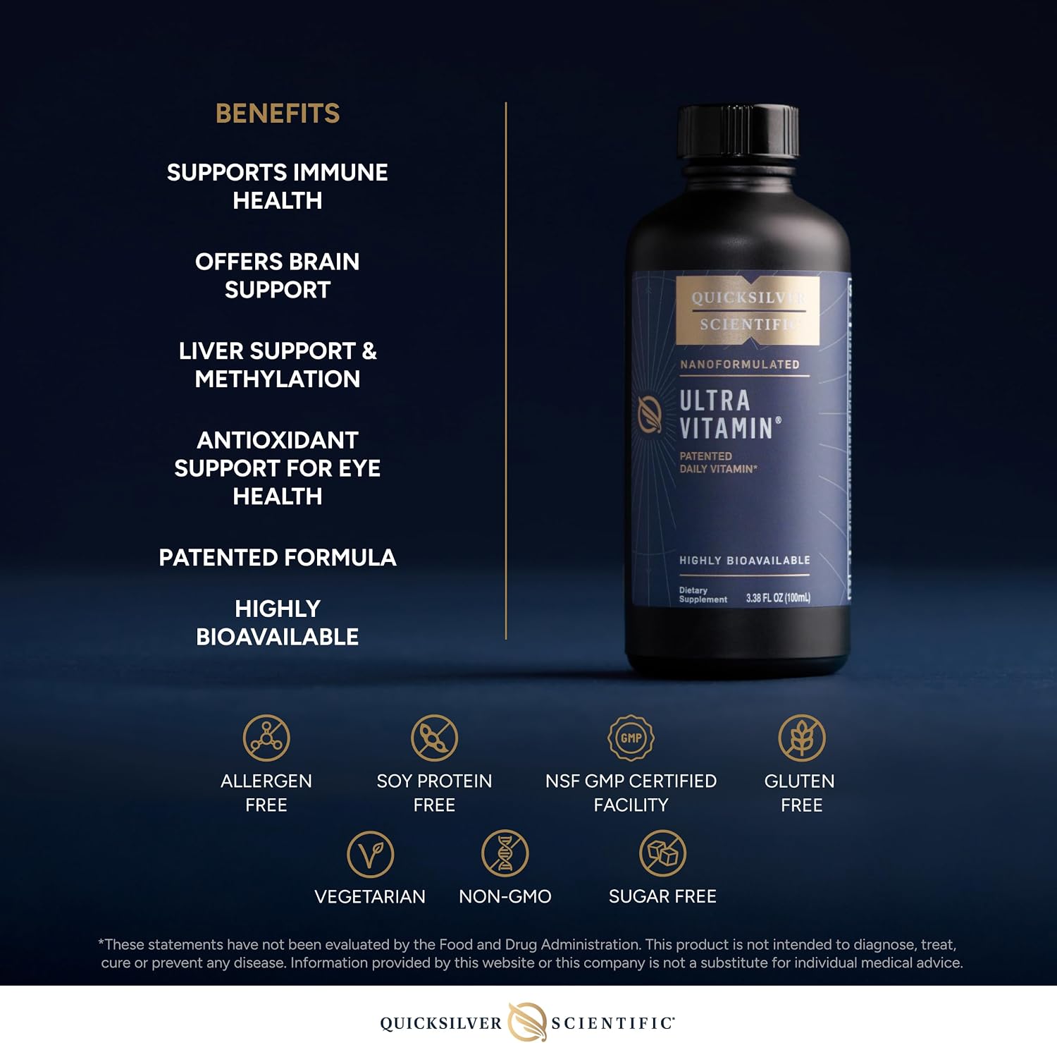 Quicksilver Scientific Liposomal Ultra Vitamin - Líquido Multivitamínico y Antioxidante (100 ml)