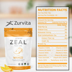 Zurvita Zeal for Life Wellness Drink Mix - Sabor Mango - Sin Gluten, Vegano, con Biotina, Vitaminas B12, C, D, E, Hierro, Magnesio - 30 Porciones (420g)