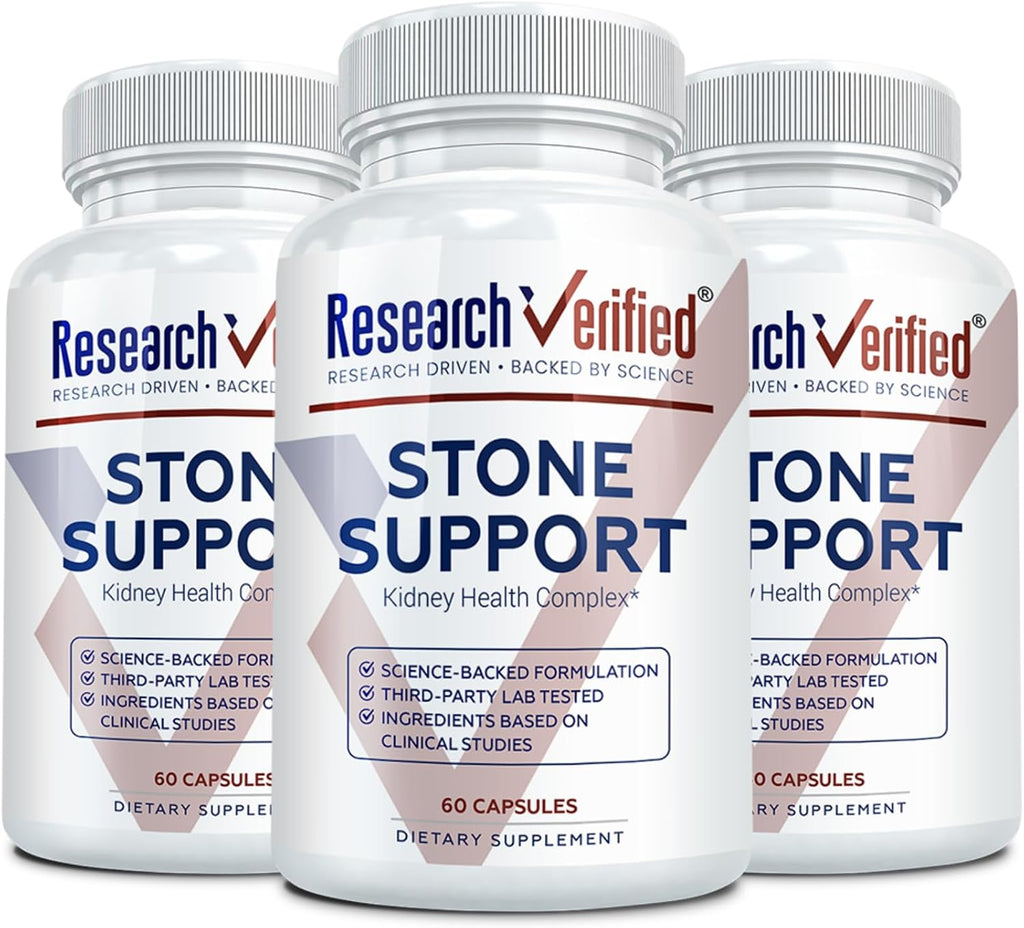 Research Verified Stone Support - Optimal Kidney Stone Support - Chanca Piedra, Crataeva Nurvala, BioPerine - Vegan - 180 Capsules