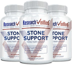 Research Verified Stone Support - Optimal Kidney Stone Support - Chanca Piedra, Crataeva Nurvala, BioPerine - Vegan - 180 Capsules