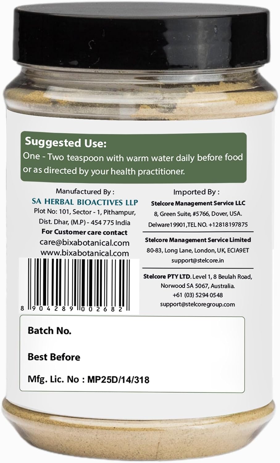bixa BOTANICAL Polvo de Raíz de Salacia Reticulata - 200g | Suplemento Herbal Ayurvédico