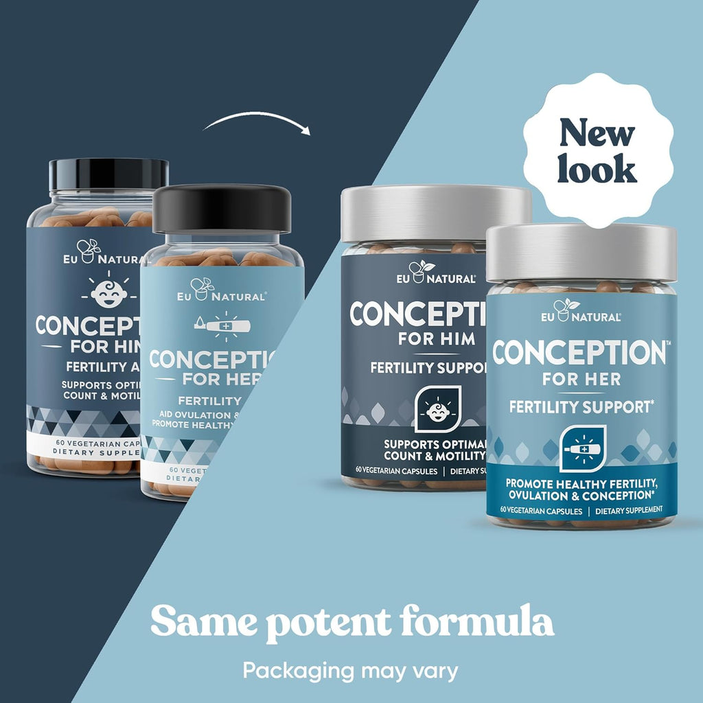 Conception for Her & Conception for Him Bundle - Suplementos de Fertilidad para Parejas - 120 Cápsulas Vegetarianas
