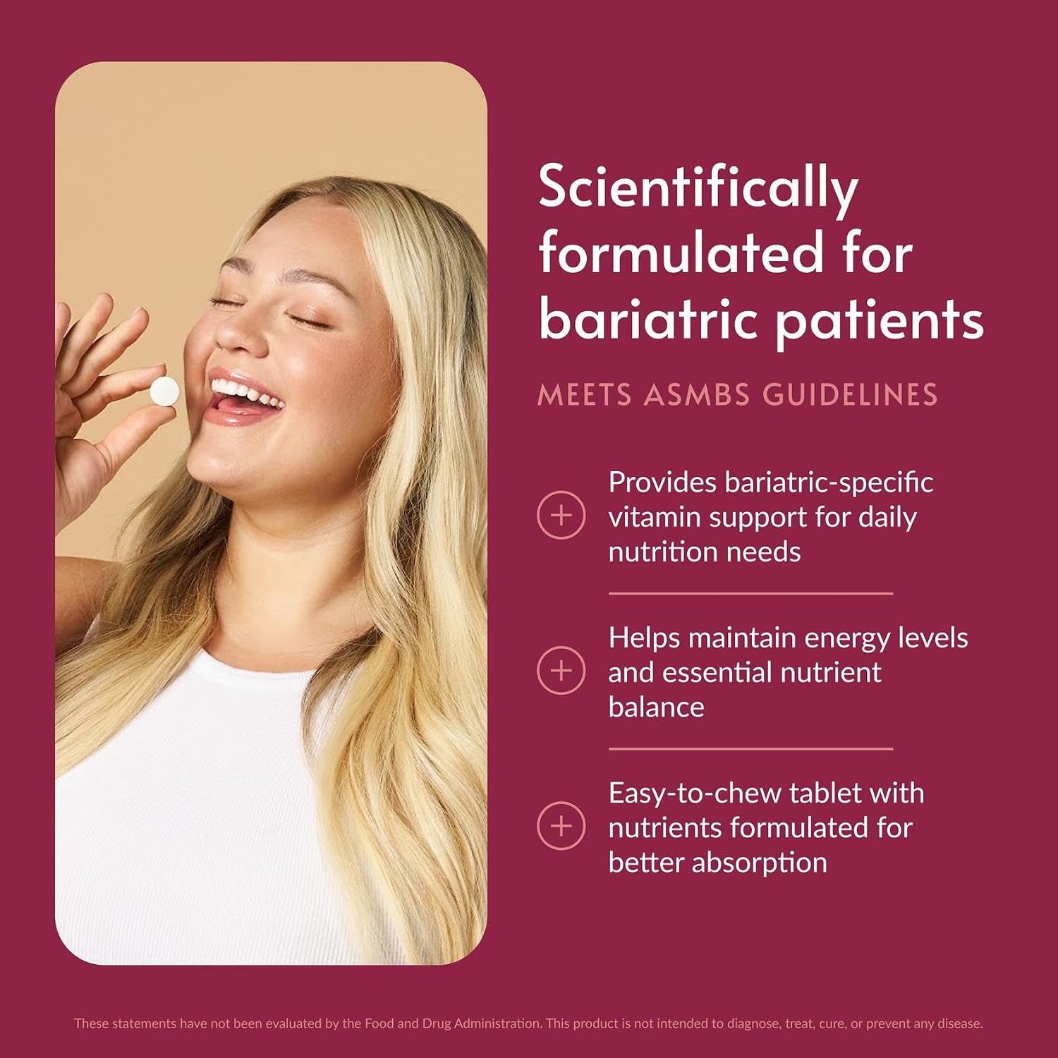 Bariatric Advantage Chewable Ultra Solo Sin Hierro - Multivitamínico Diario para Pacientes de Cirugía Bariátrica - 30 Comprimidos Sabor Cítrico