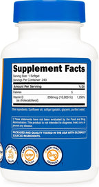 Nutricost Vitamin D3 10,000 IU, 240 Softgels - High Potency, Non-GMO, Gluten Free