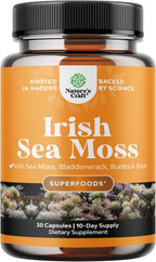 Natures Craft Cápsulas de Musgo Marino Irlandés - 2100mg por Dosis - Complejo de Superalimentos con Bladderwrack, Bardana y BioPerina - 180 Cápsulas