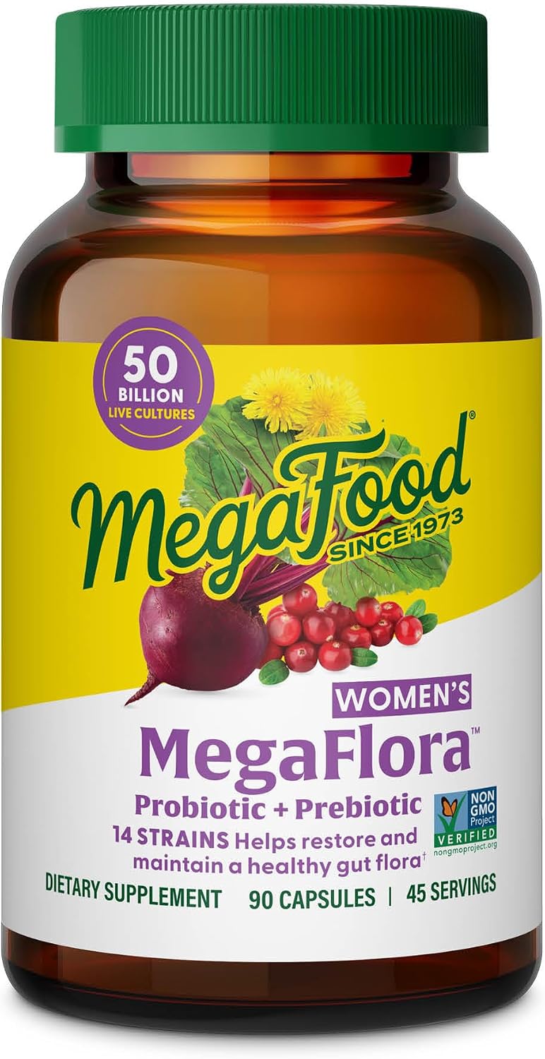 MegaFood MegaFlora Probióticos y Prebióticos para Mujeres – 60 Cápsulas
