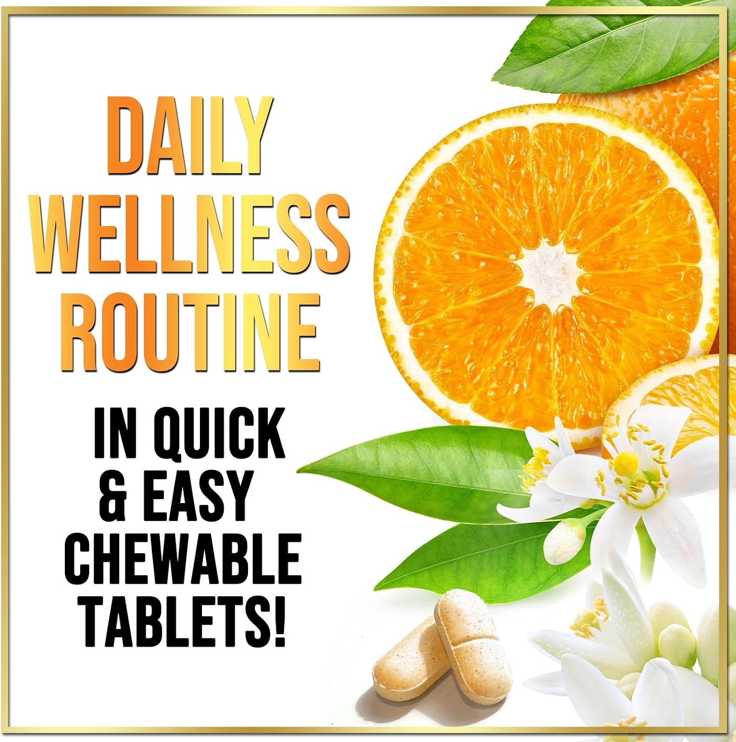 Vitamina C 1000mg con Escaramujo y Bioflavonoides - Suplemento Masticable Sin Azúcar - 60 Comprimidos