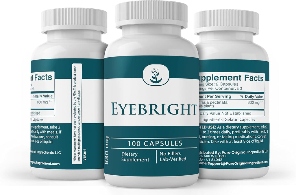 Pure Original Ingredients Eyebright, 100 Cápsulas - Suplemento Puro y sin Aditivos