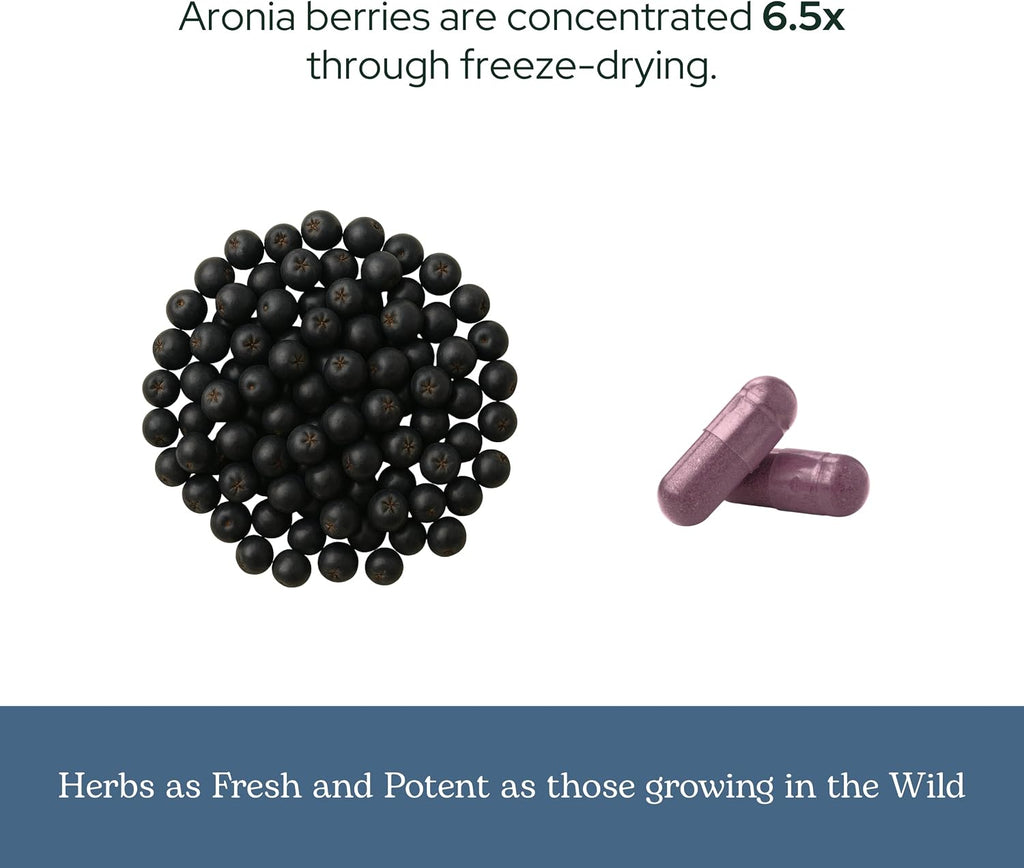 Eclectic Institute Cápsulas de Aronia Orgánica Liofilizada Cruda - 90 Cápsulas (450 mg)