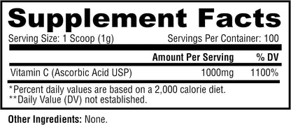 Metabolic Nutrition Vitamina C 1000 mg, Ácido Ascórbico Puro, 100 g – Image 3
