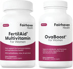 FertilAid para Mujeres y Ovaboost Combo - Suplemento de Fertilidad Femenina