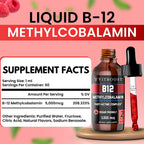 VITBOOST Gotas de Vitamina B12 Líquida Vegana – 60 dosis de 5000 mcg con Sabor a Frambuesa – Metilcobalamina Sublingual