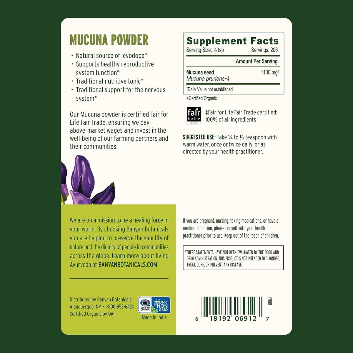 Banyan Botanicals Kapikacchu Powder, 1/2 – Apoyar la función neuromuscular saludable.* – Image 2