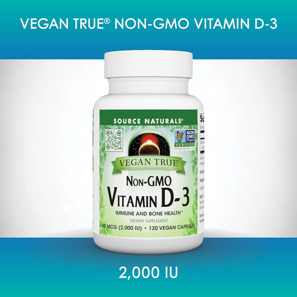 Source Naturals Vegan True Vitamina D3 2000 UI – 90 Cápsulas (Vegano, No-GMO, de Algas)
