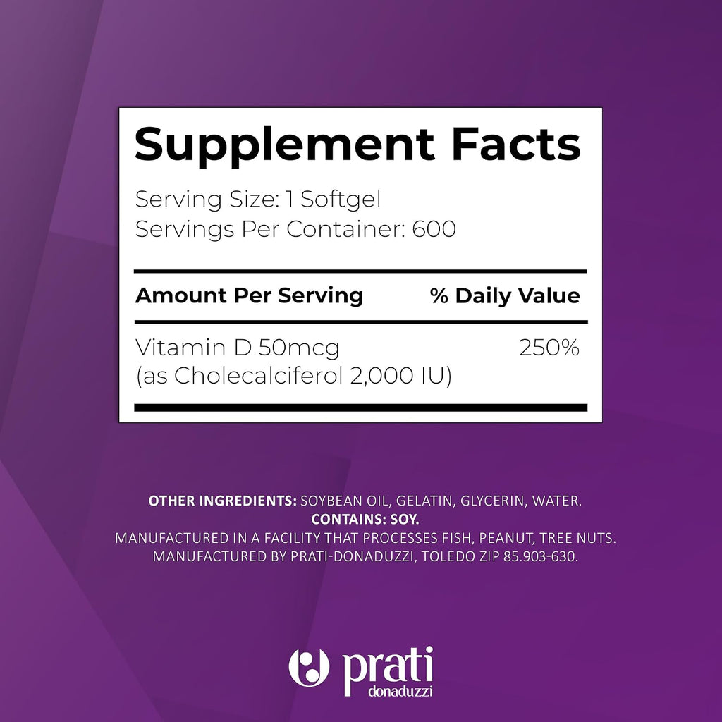 Prati Donaduzzi Vitamina D3 2000 UI (50 mcg) - 600 Cápsulas Blandas