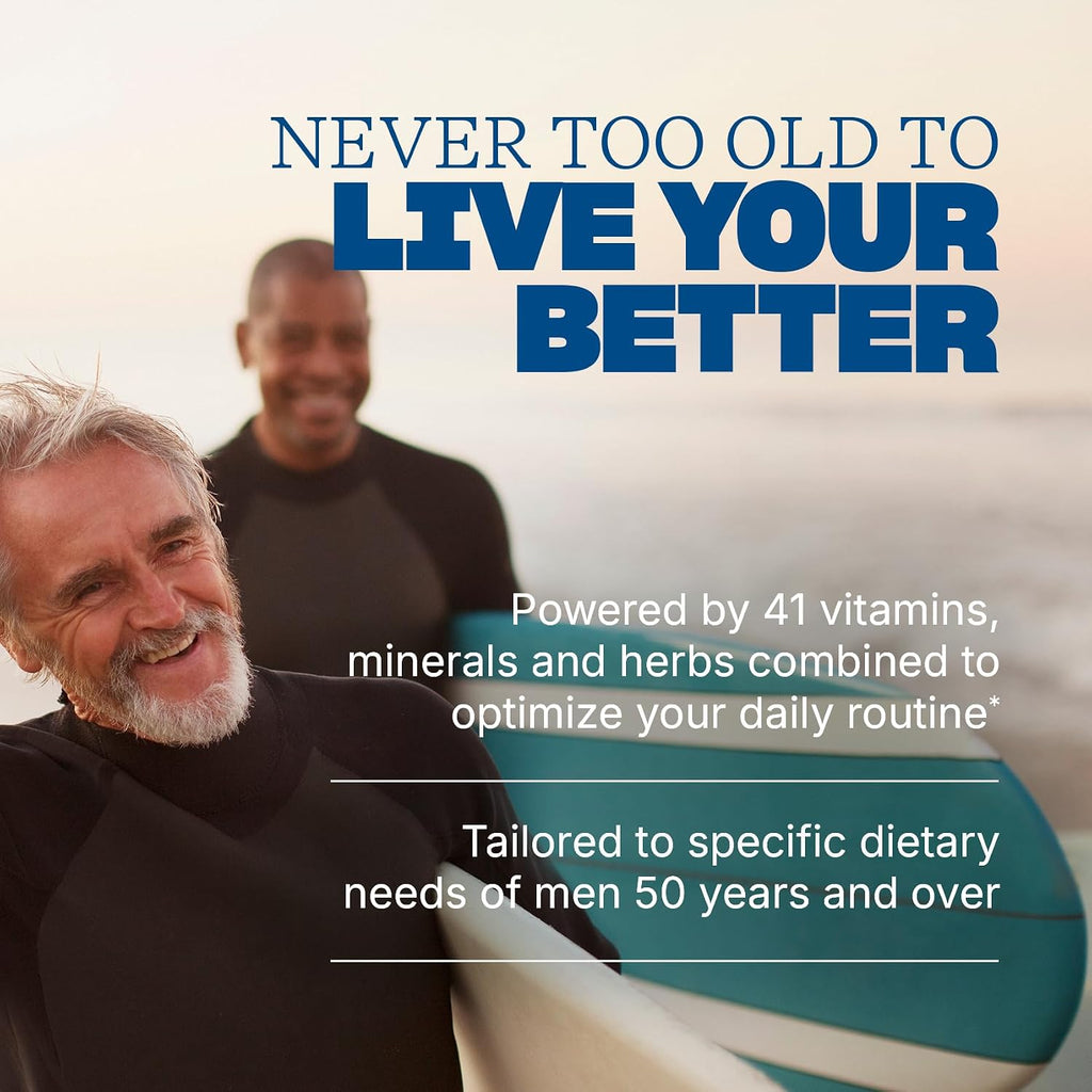 Swisse Multivitamínico Diario para Hombres Mayores de 50 Años | 41 Vitaminas, Antioxidantes y Minerales + Adaptógenos | 60 Comprimidos