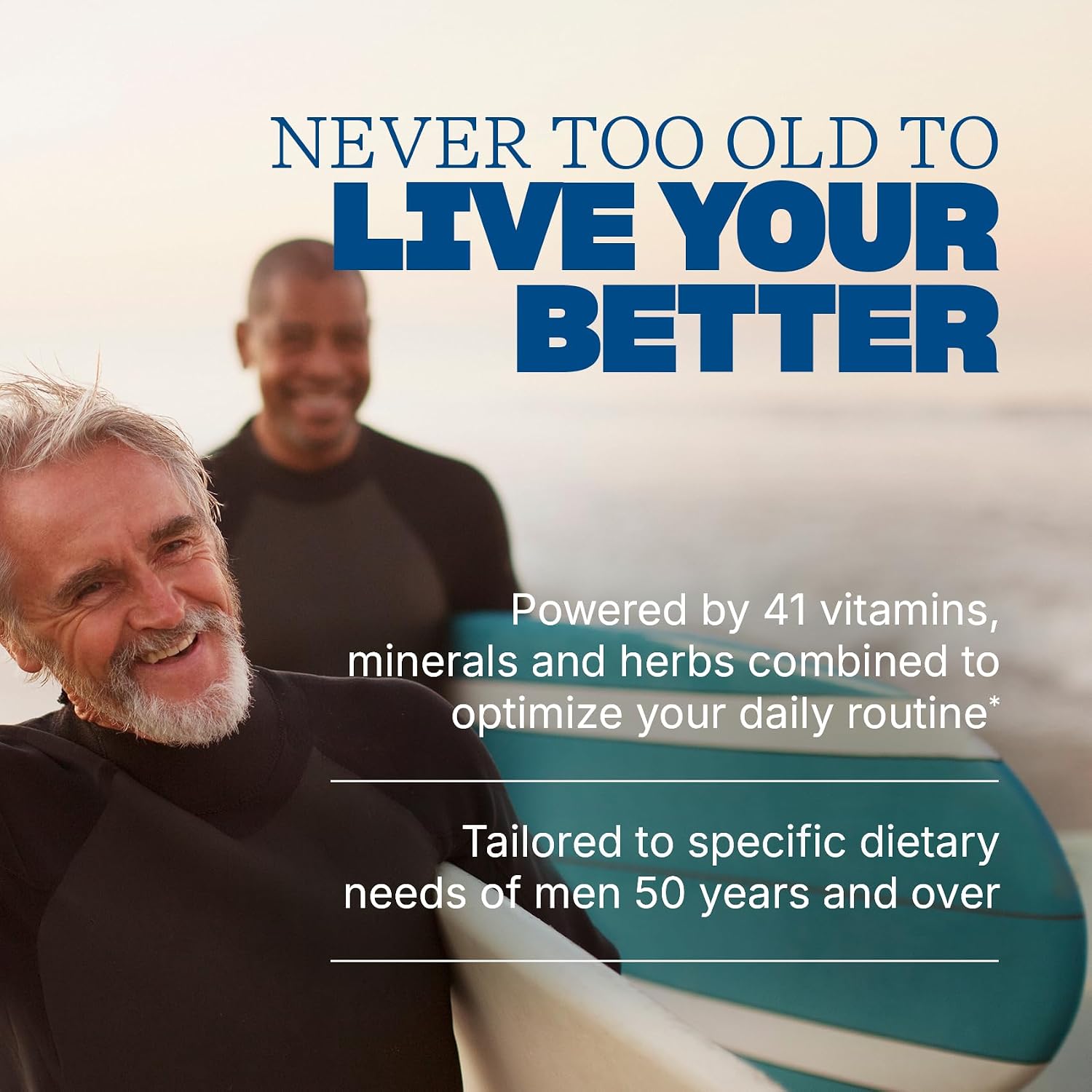 Swisse Multivitamínico Diario para Hombres Mayores de 50 Años | 41 Vitaminas, Antioxidantes y Minerales + Adaptógenos | 60 Comprimidos