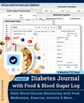 Diario Completo de Diabetes con Registro de Alimentos y Glucosa
