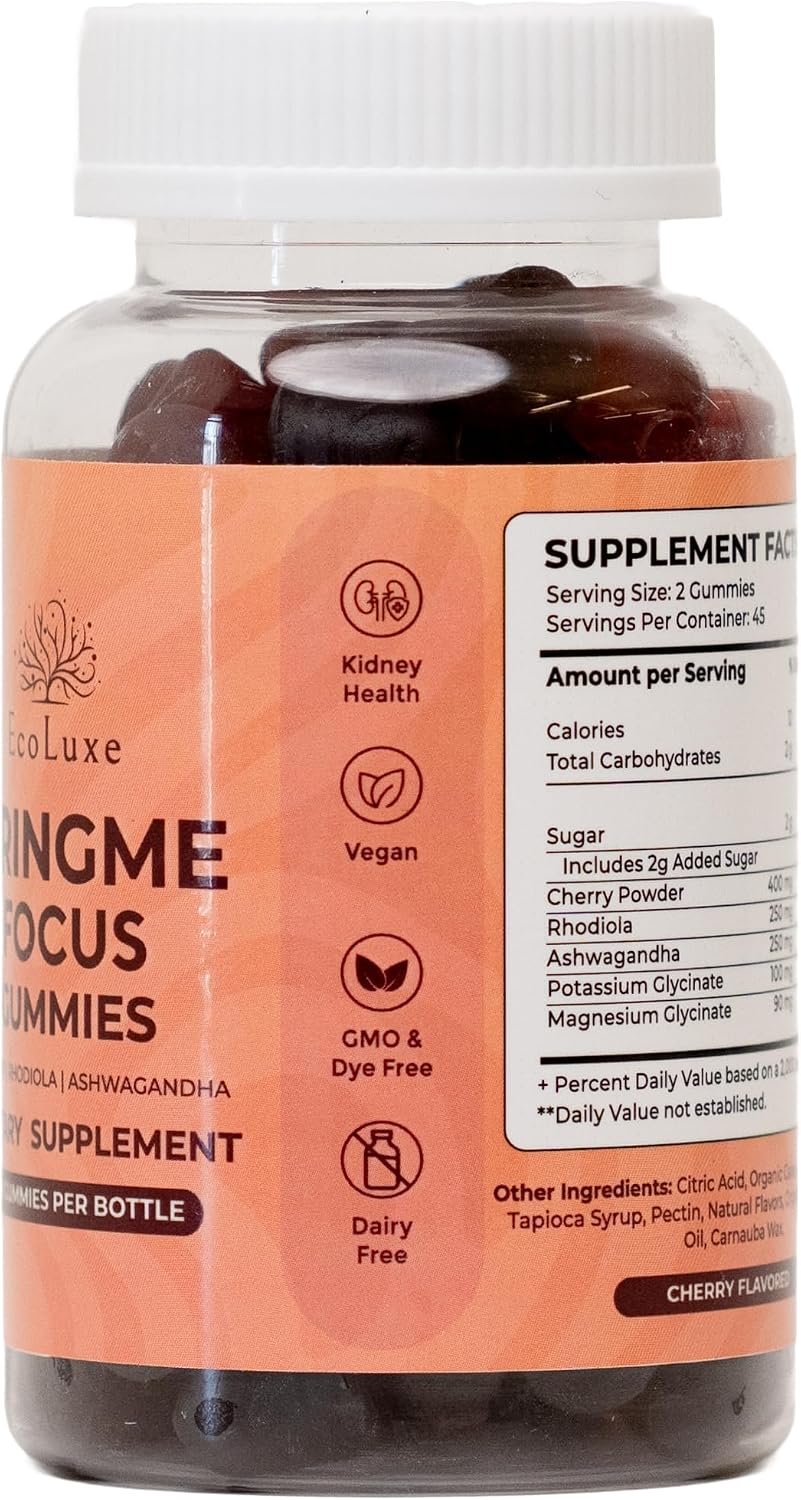 BRINGME Focus Gummies – Nootrópico para la Concentración con Ashwagandha, Rhodiola, Potasio y Magnesio
