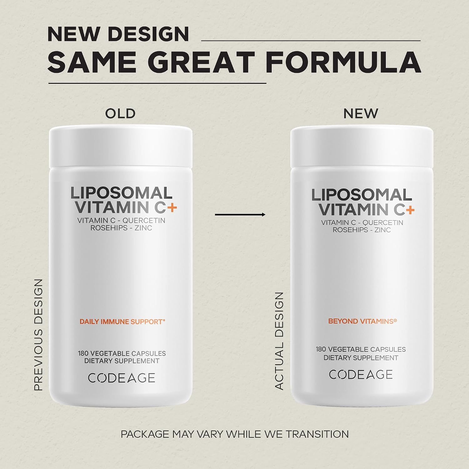 Codeage Liposomal Vitamin C 1500mg con Zinc, Elderberry, Citrus Bioflavonoids, Quercetin & Rose Hips - 180 Cápsulas Veganas