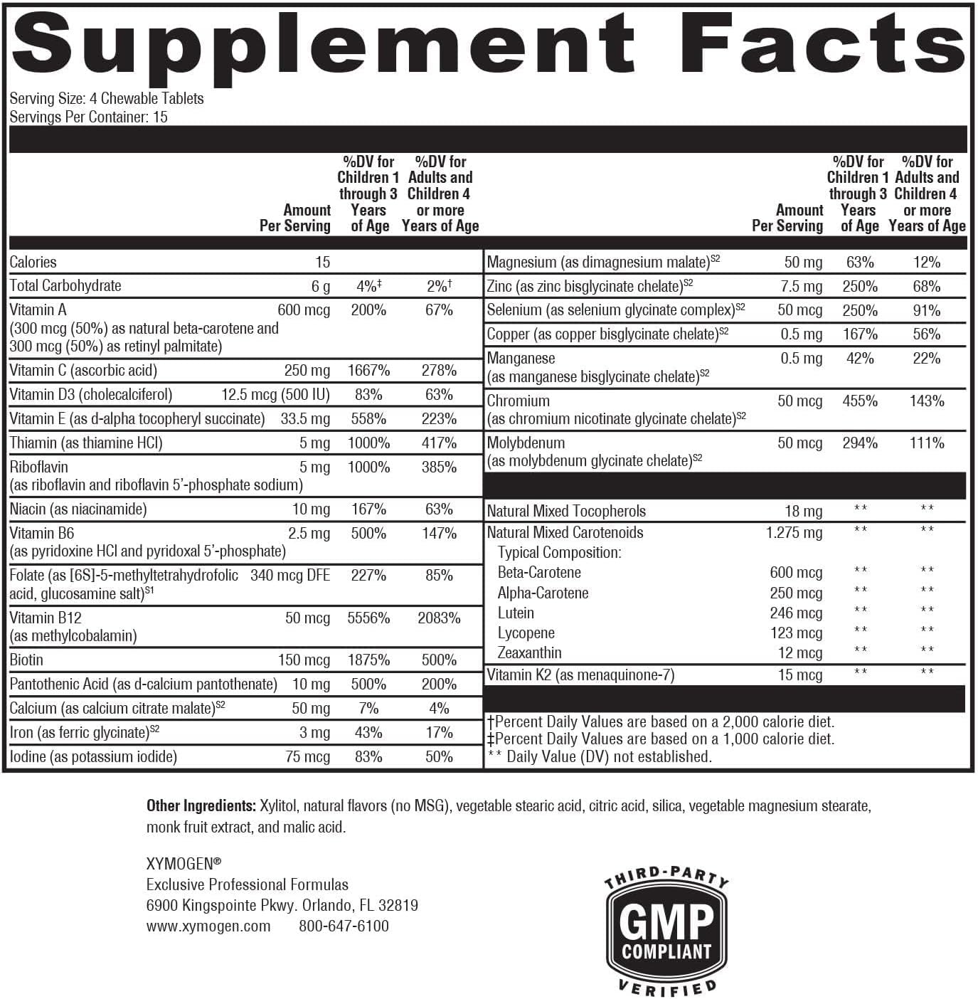XYMOGEN ActivNutrients Chewable - Multivitamínico infantil para el bienestar general - Sabor a bayas mixtas - 60 comprimidos masticables