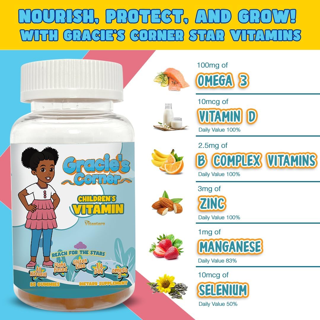 Vitastars Gracie’s Corner Stars Gominolas Multivitamínicas para Niños con Omega 3 - 60 unidades