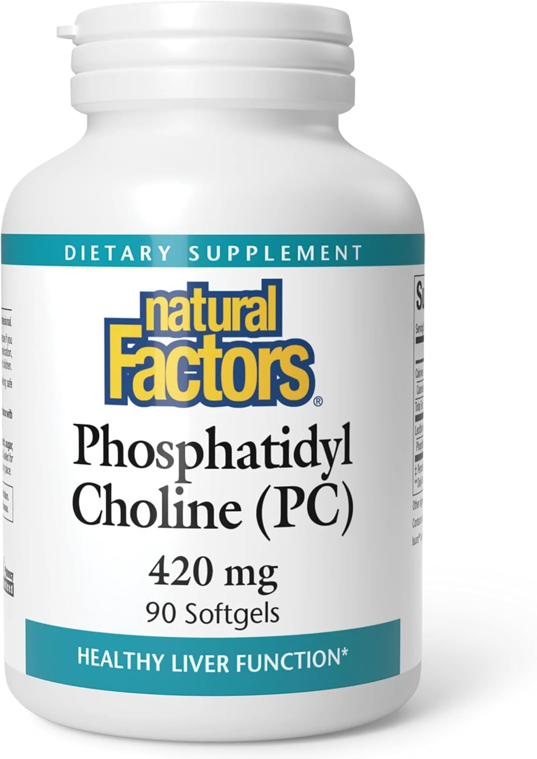 Natural Factors - Fosfatidilcolina (PC) 420mg, Favorece la Función Hepática, 90 Cápsulas Blandas