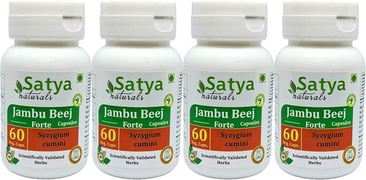 Jambu Beej Forte Cápsulas 500 mg - 60 Cápsulas Vegetales - Extracto de Jamun (Syzygium Cumini) - Suplemento Herbal Ayurvédico